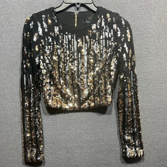 Marciano Womens Sequined Evening Cocktail Party Black 2 Piece Skirt Set Size XS - Picture 6 of 16